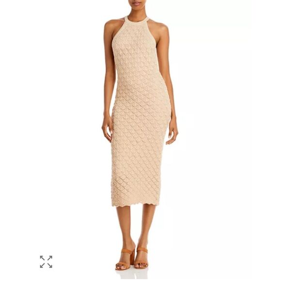 Alice + Olivia Lulu Halter Fitted Wool-Blend Midi Dress - Picture 1 of 6